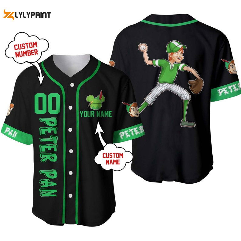 Personalized Peter Pan Playing Baseball All Over Print Baseball Jersey - lylyprint.com baseball jersey product view 1
