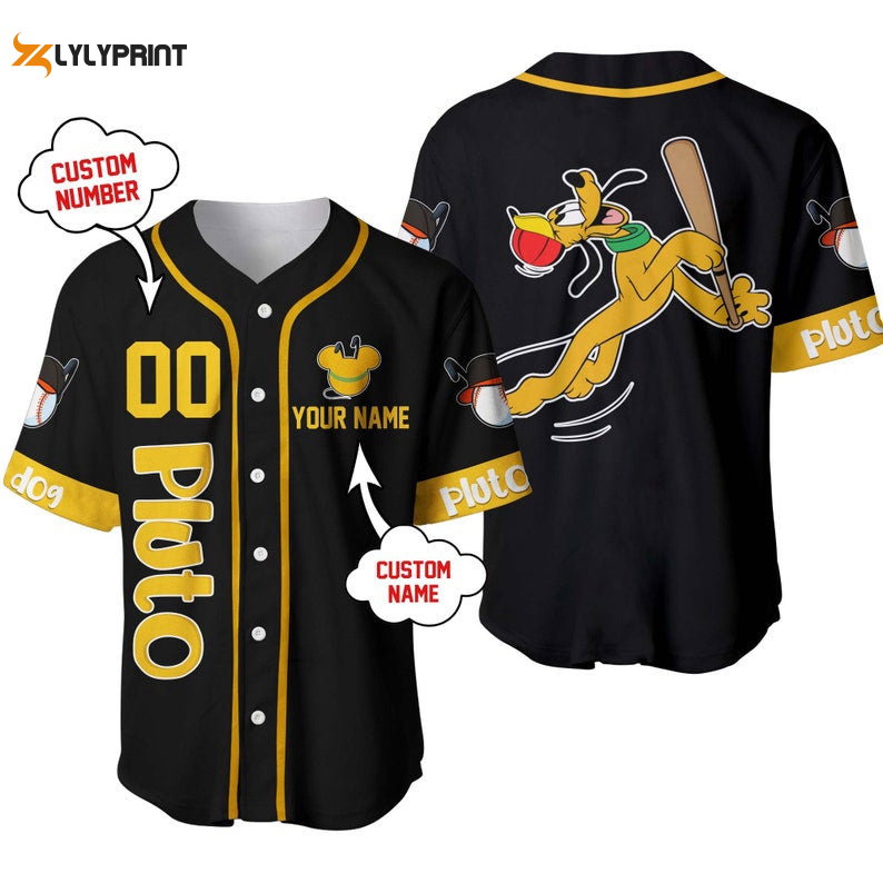 Personalized Pluto Dog Playing Baseball All Over Print Baseball Jersey - lylyprint.com baseball jersey product view 1