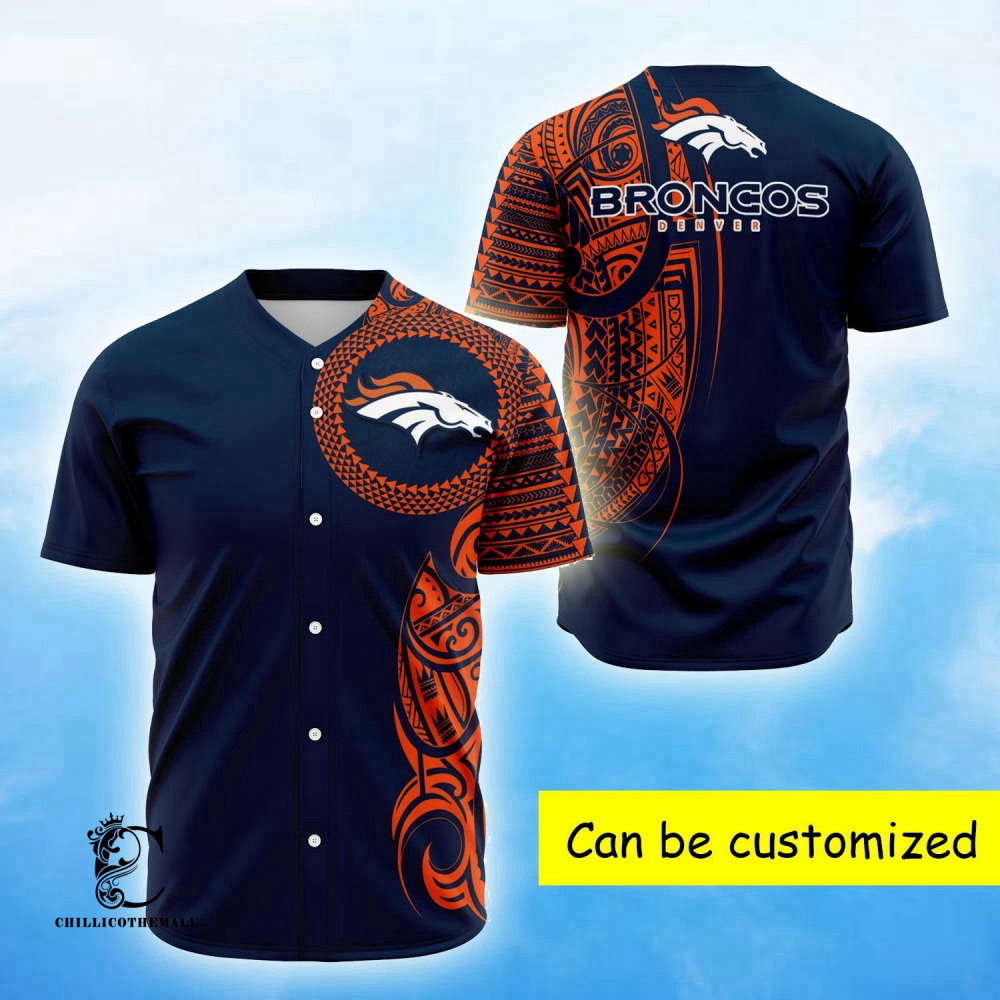 Personalized Polynesian Baseball Jersey with Broncos Design – Customizable & Unique baseball jersey product view 2