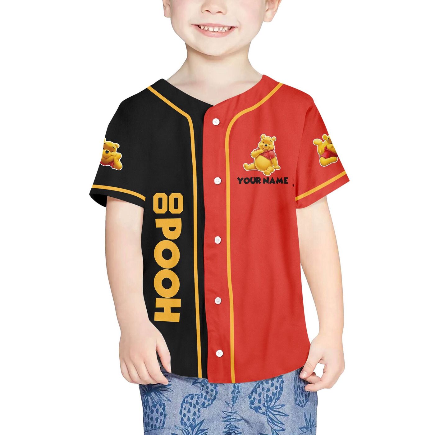 Customized Pooh Skateboarding Baseball Jersey: Unique Stylish & Personalized Gear - Bafud baseball jersey product view 2