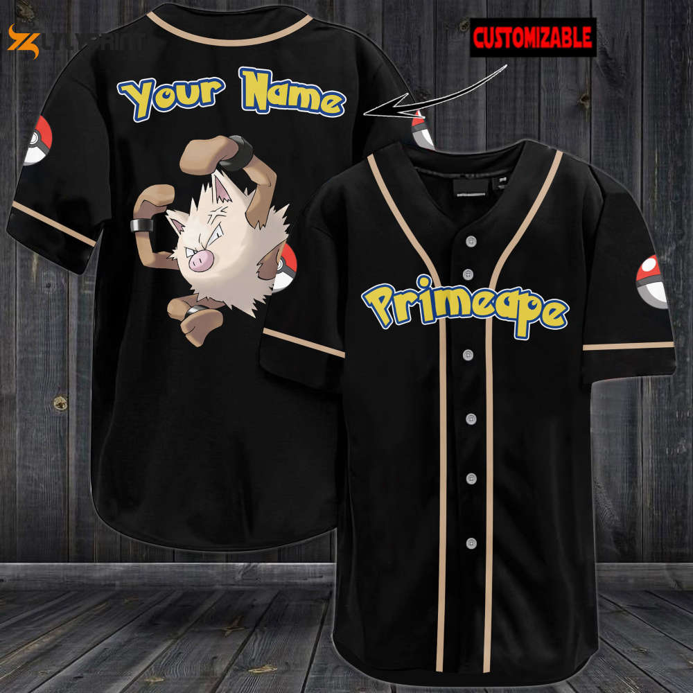 Personalized Primeape Baseball Jersey - lylyprint.com baseball jersey product view 1