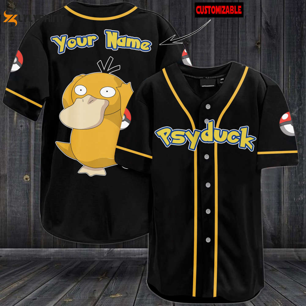 Personalized Psyduck Baseball Jersey - lylyprint.com baseball jersey product view 1