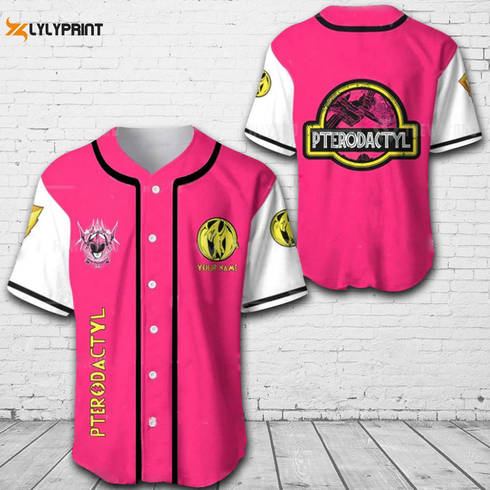 Personalized Pterodactyl Power Rangers All Over Print Unisex Baseball Jersey - lylyprint.com baseball jersey product view 1