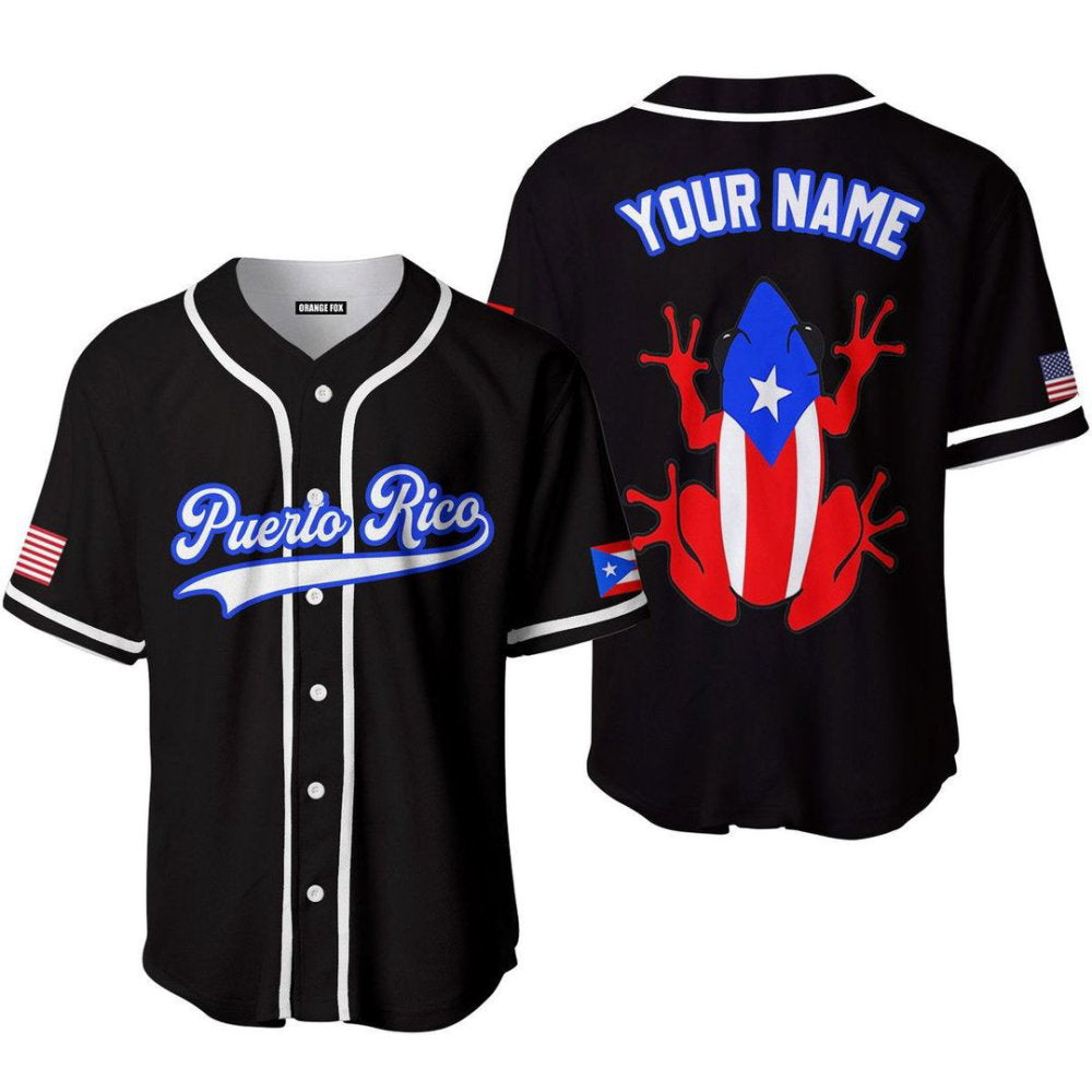 Personalized Puerto Rico Frog Baseball Jersey Personalized BJ0042 - lylyprint.com baseball jersey product view 2
