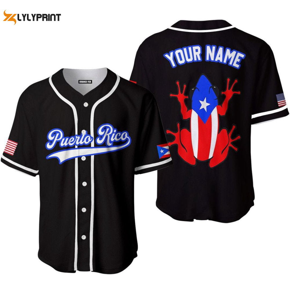 Personalized Puerto Rico Frog Baseball Jersey Personalized BJ0042 - lylyprint.com baseball jersey product view 1
