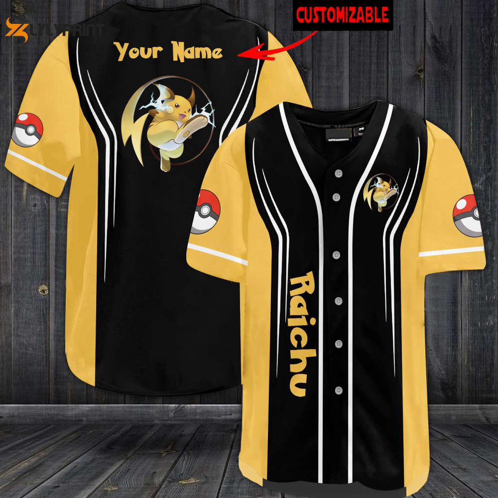 Personalized Raichu Baseball Jersey - Gift for Men Women - lylyprint.com baseball jersey product view 1