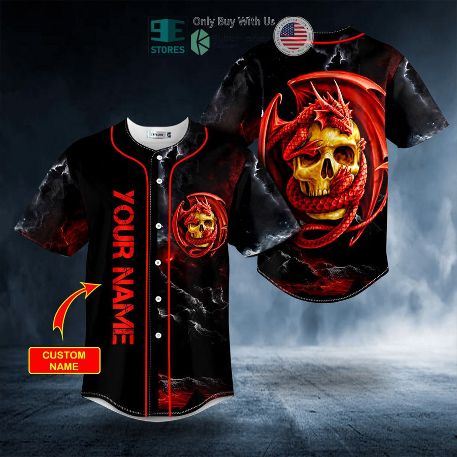 BEST Personalized Red Celtic Dragon Skull Custom Baseball Shirt baseball jersey product view 1