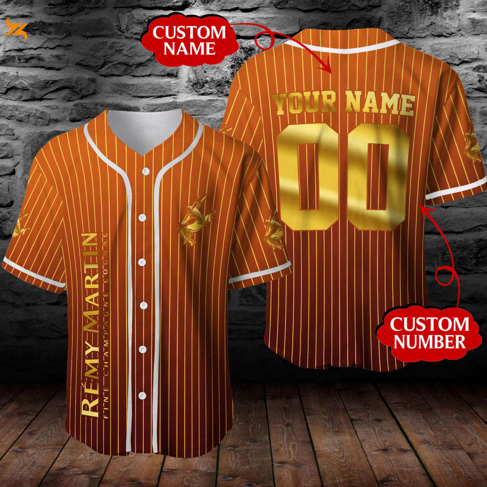 Personalized Remy Martin Cognac All Over Print Unisex Pinstripe Baseball Jersey - lylyprint.com baseball jersey product view 1