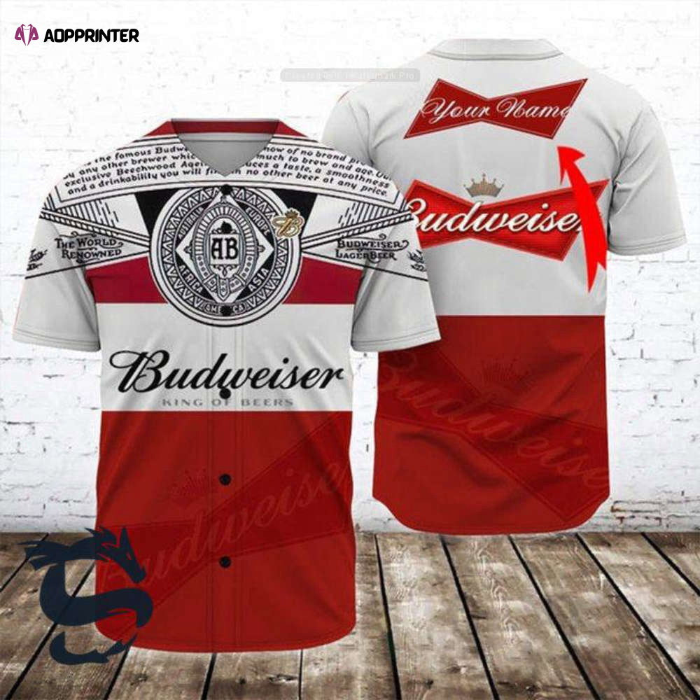 Custom Retro Budweiser Beer Baseball Jersey: Personalized Vintage Style baseball jersey product view 1