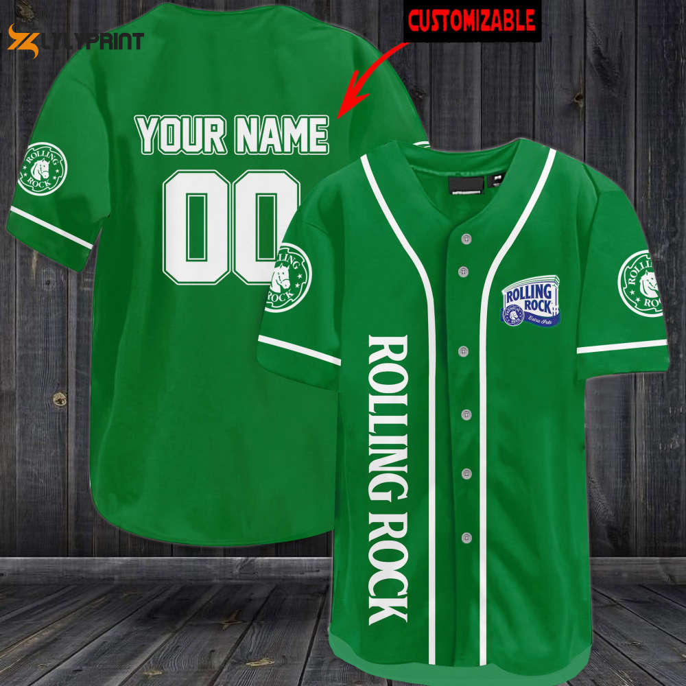 Personalized Rolling Rock All Over Print Unisex Baseball Jersey - lylyprint.com baseball jersey product view 1