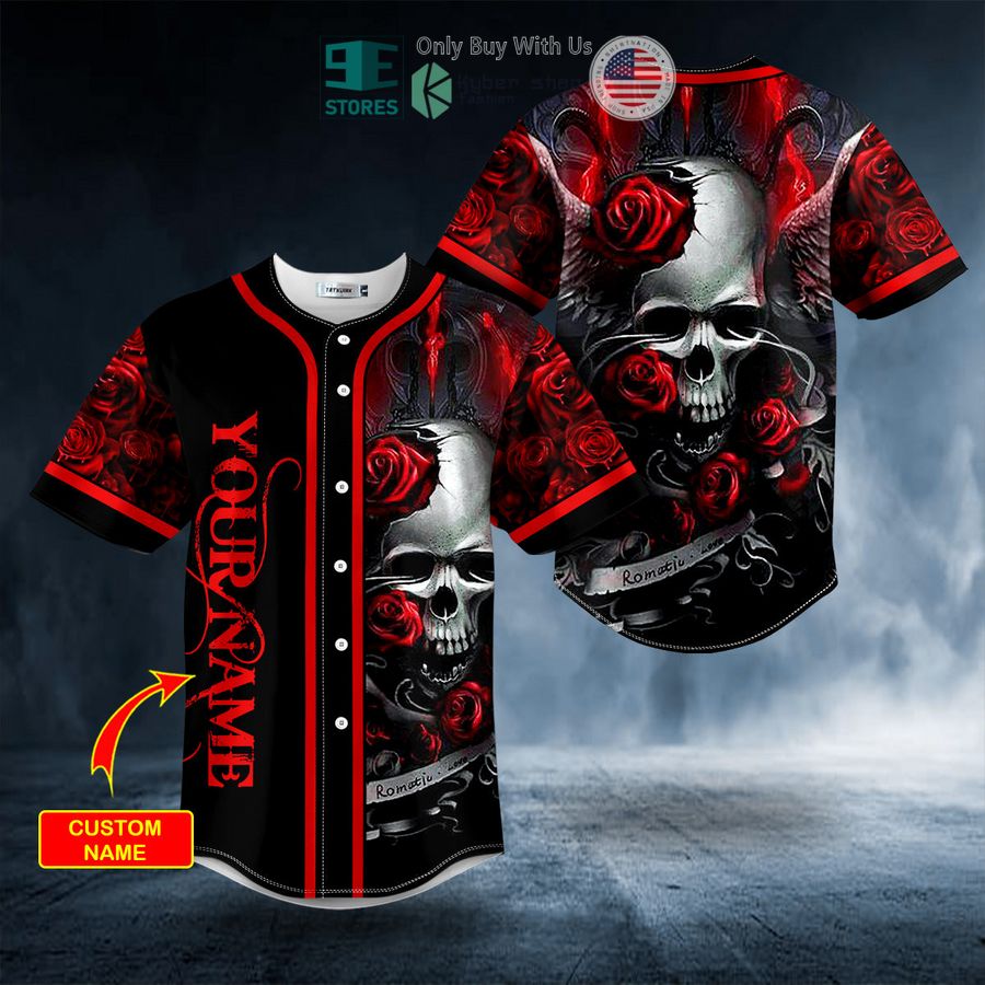 BEST Personalized Romantic Love Roses Sugar Skull Custom Baseball Shirt baseball jersey product view 1