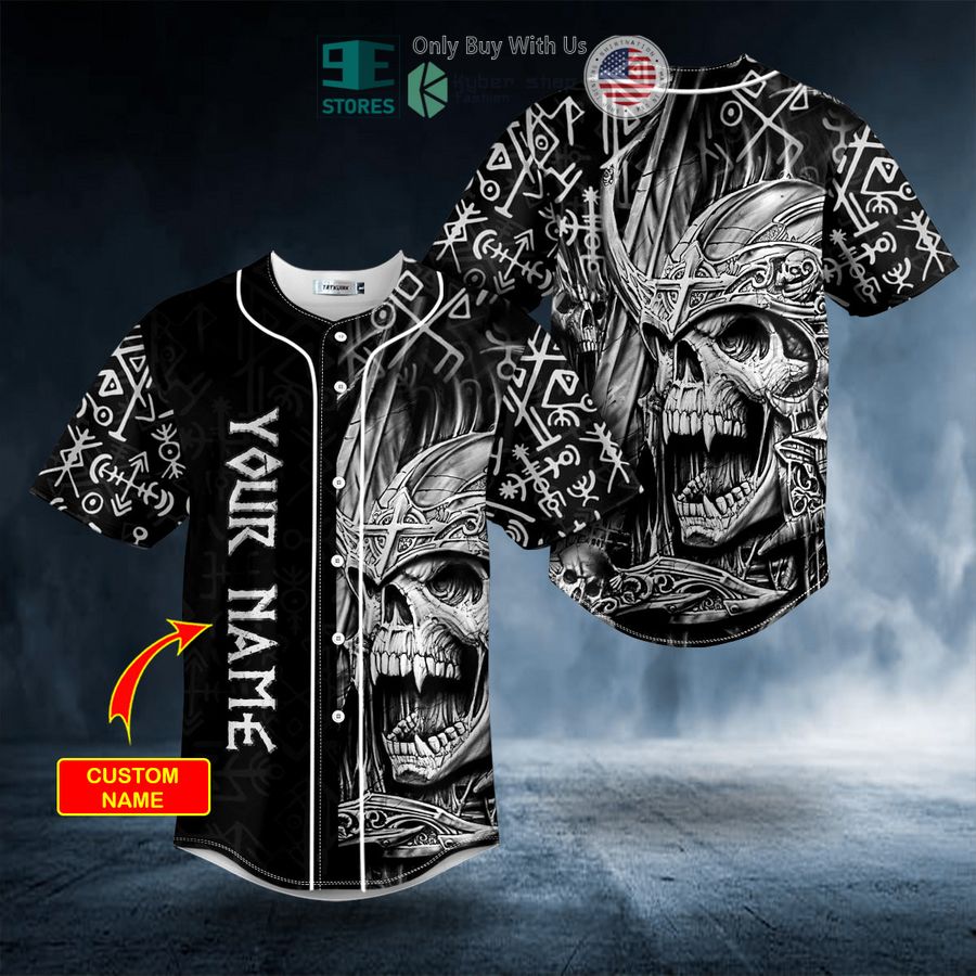BEST Personalized Runes King Skull Ghost Viking Custom Baseball Shirt baseball jersey product view 1