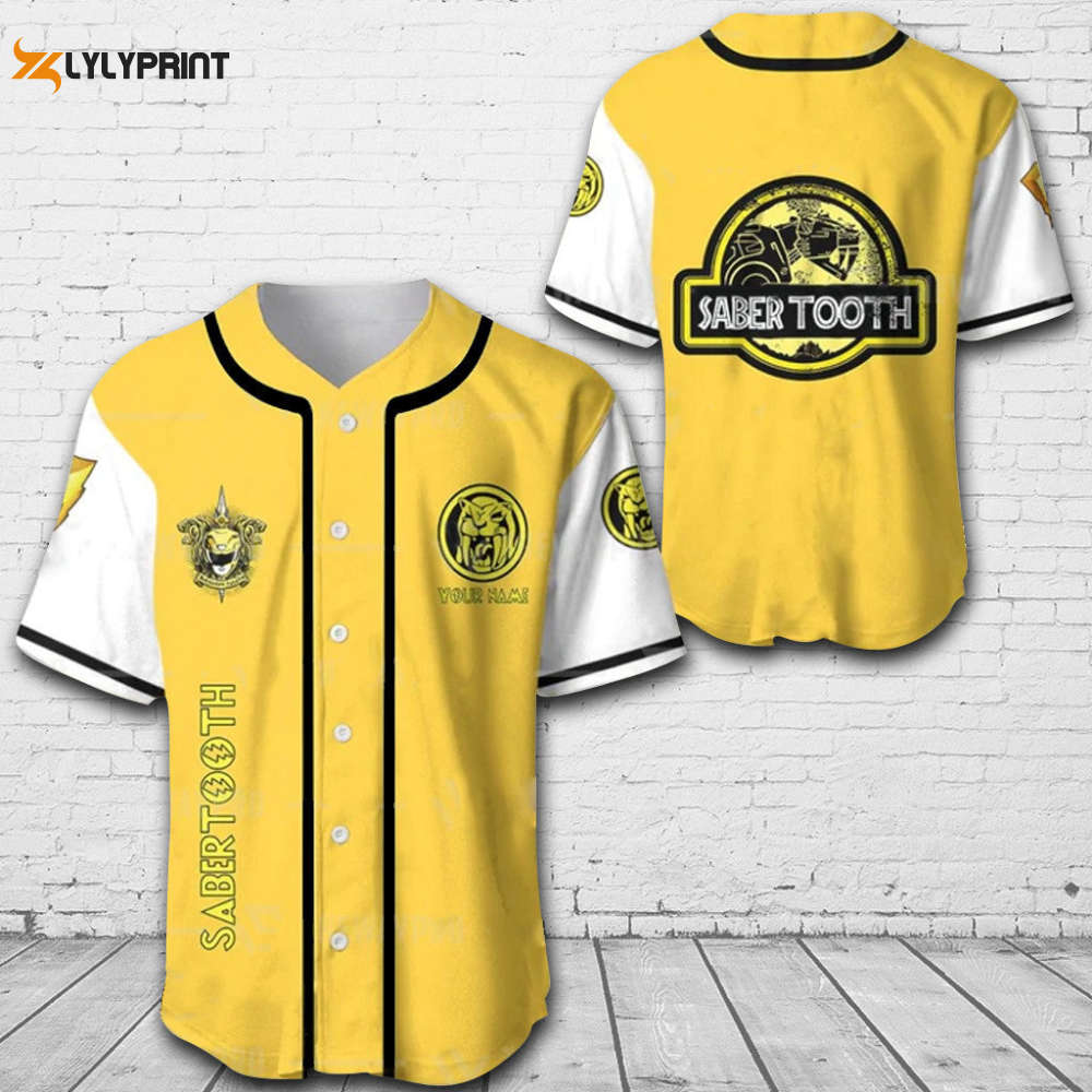 Personalized Saber Tooth All Over Print Unisex Baseball Jersey - lylyprint.com baseball jersey product view 1