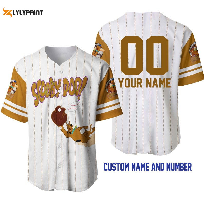 Personalized Scooby Doo Dog All Over Print Pinstripe Baseball Jersey - lylyprint.com baseball jersey product view 1