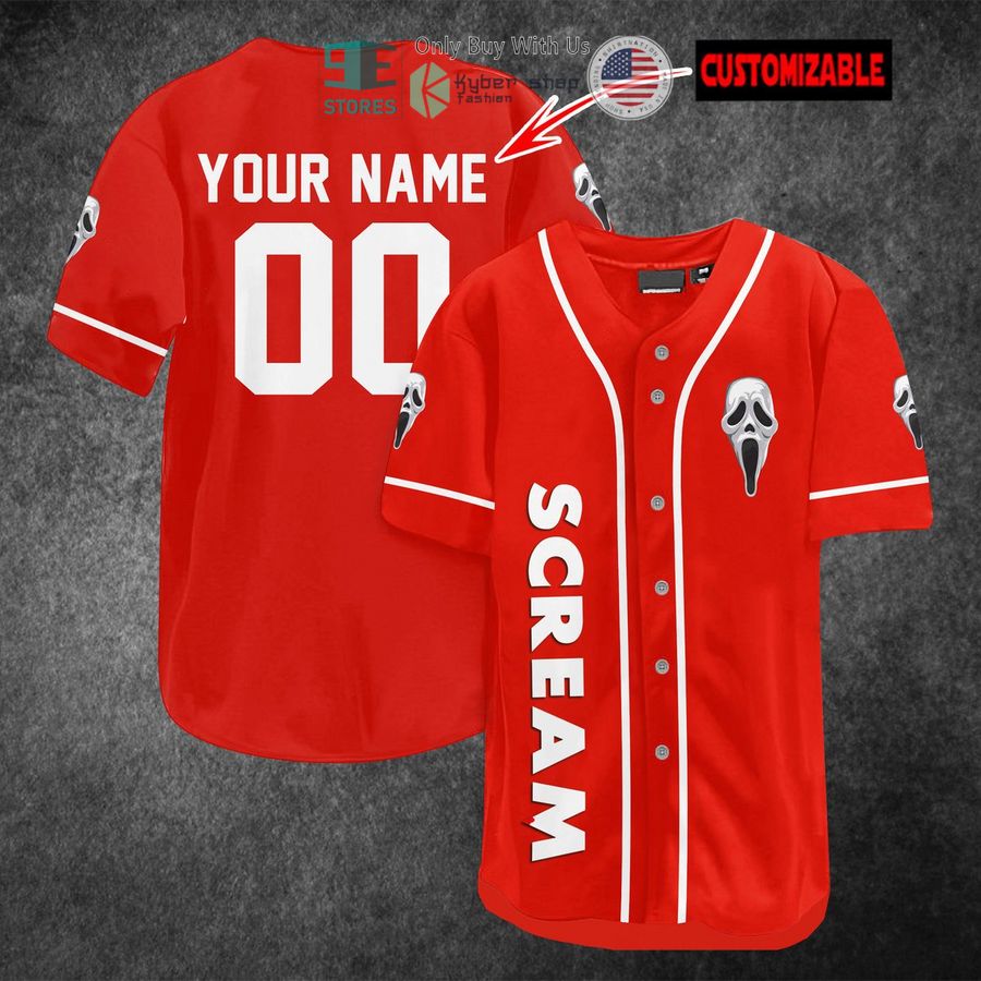 BEST Personalized Scream Ghostface red Baseball Jersey baseball jersey product view 1