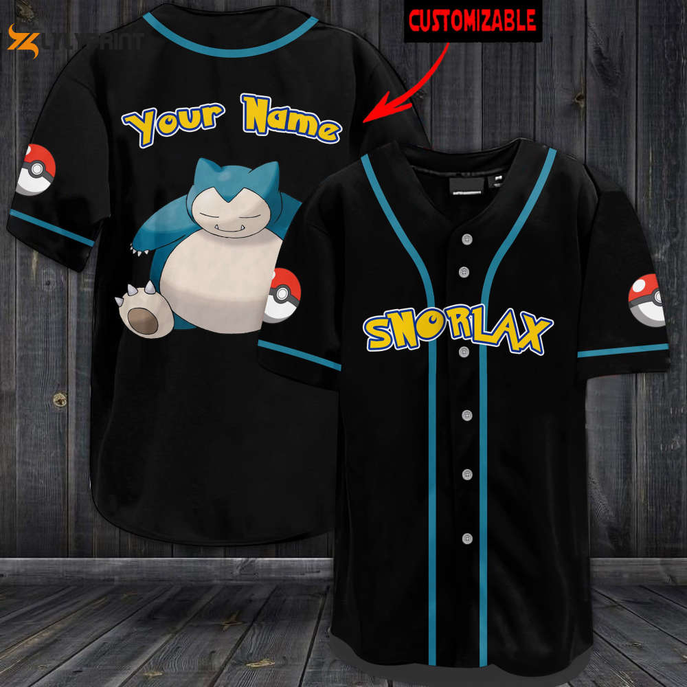 Personalized Snorlax Baseball Jersey - lylyprint.com baseball jersey product view 1