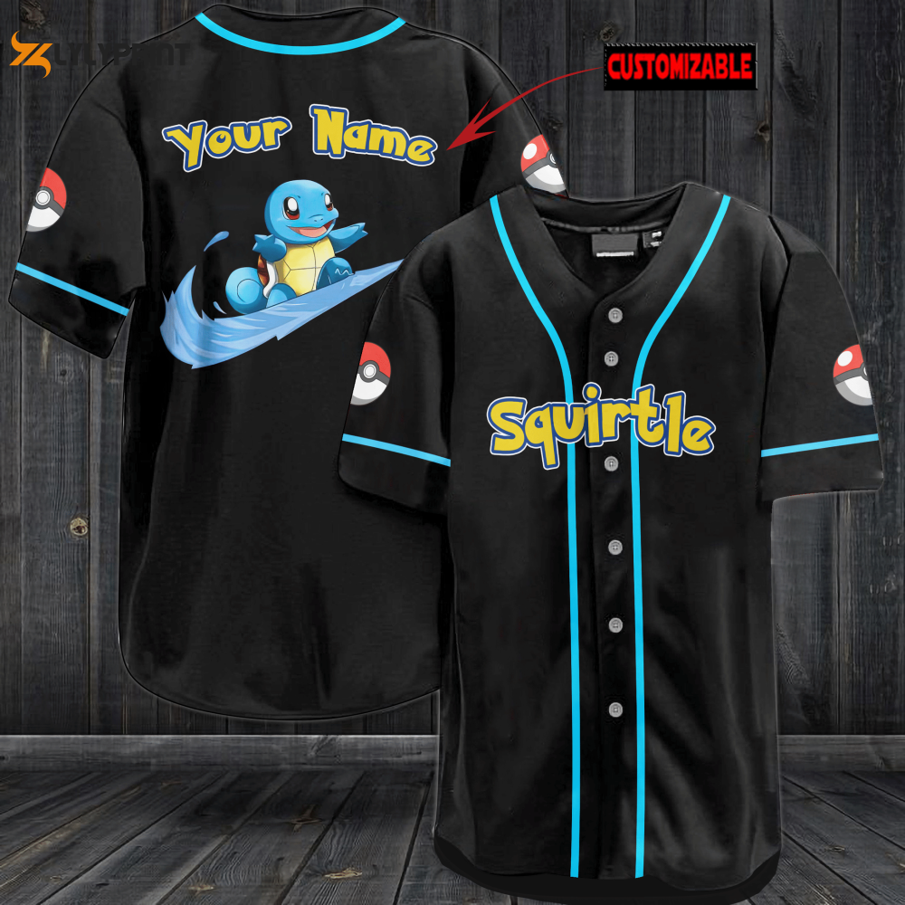 Personalized Squirtle Baseball Jersey - lylyprint.com baseball jersey product view 1