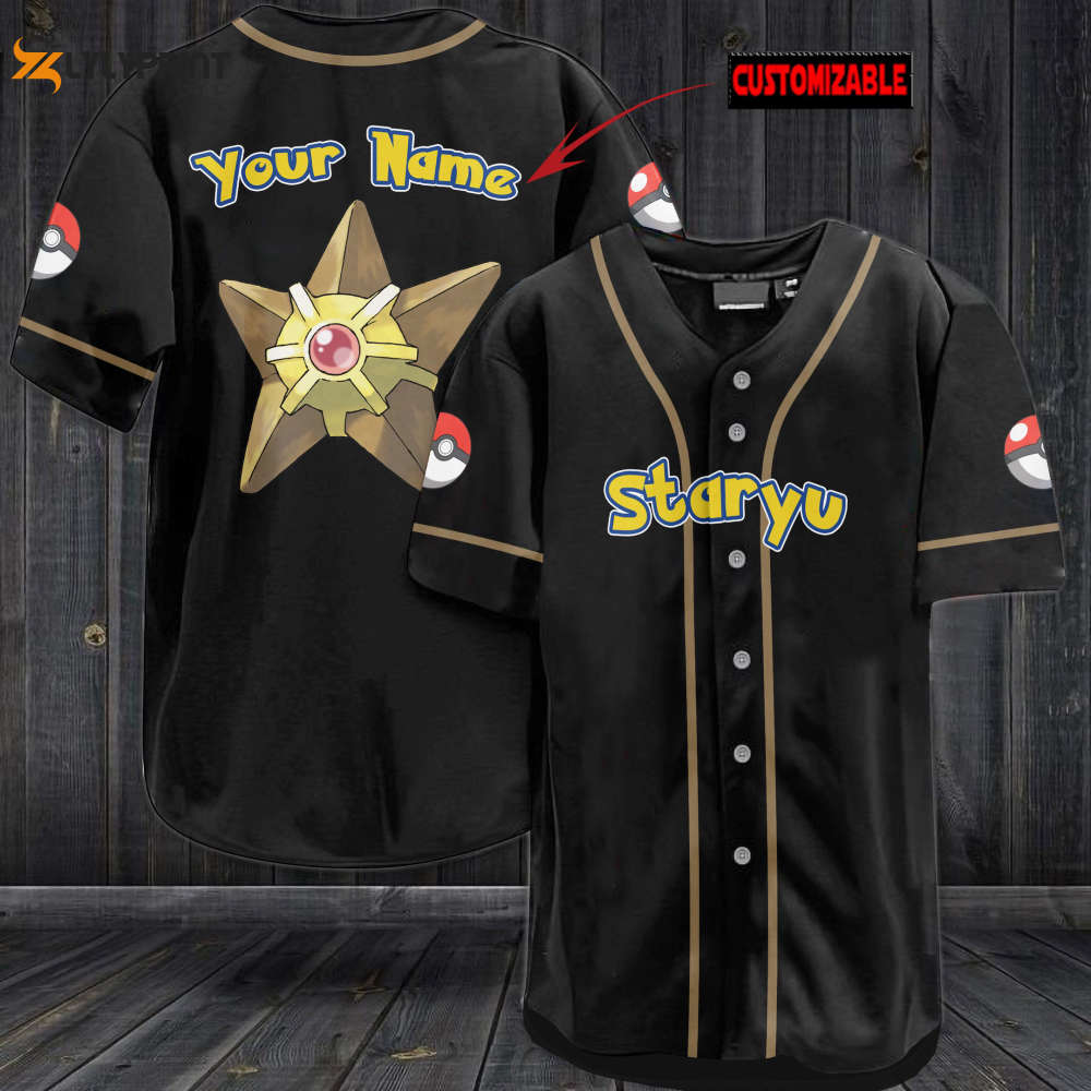 Personalized Staryu Baseball Jersey - lylyprint.com baseball jersey product view 1