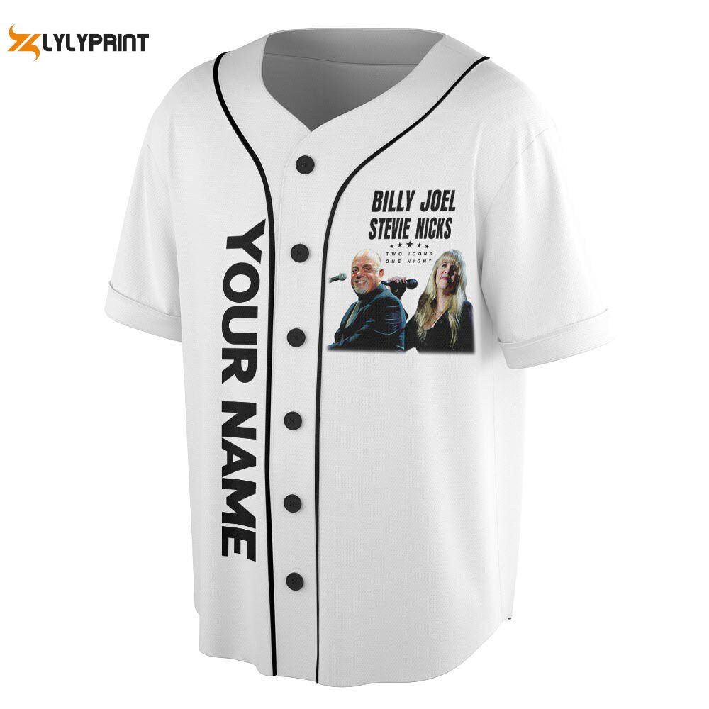 Personalized Stevie Nick Two Icons One Night Tour Music Baseball Jersey For Men Women - lylyprint.com baseball jersey product view 1