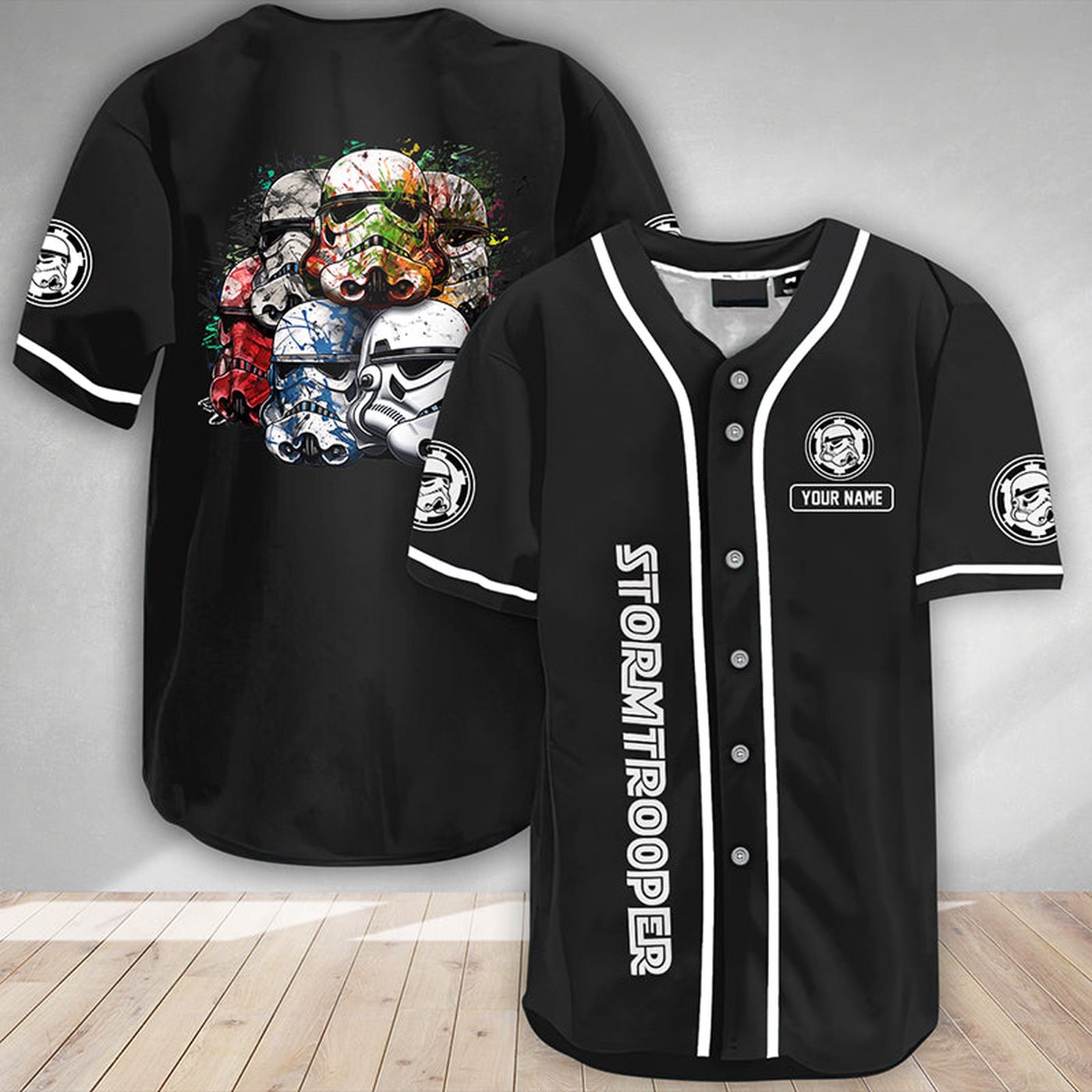 Personalized Stormtrooper Helmet Colorful Baseball Jersey - Gift for Men Women - Gift for Men Women - lylyprint.com baseball jersey product view 2