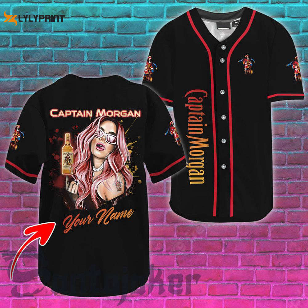 Personalized The Girl Get Drunk With Captain Morgan Baseball Jersey - lylyprint.com baseball jersey product view 1