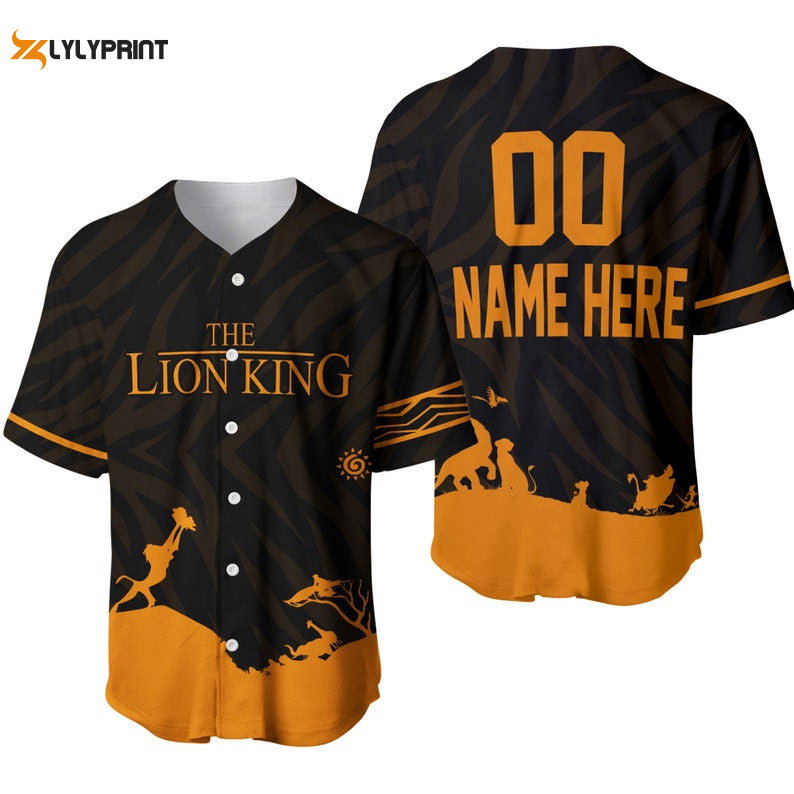 Personalized The Lion King Iconic Scene All Over Print Baseball Jersey - lylyprint.com baseball jersey product view 1