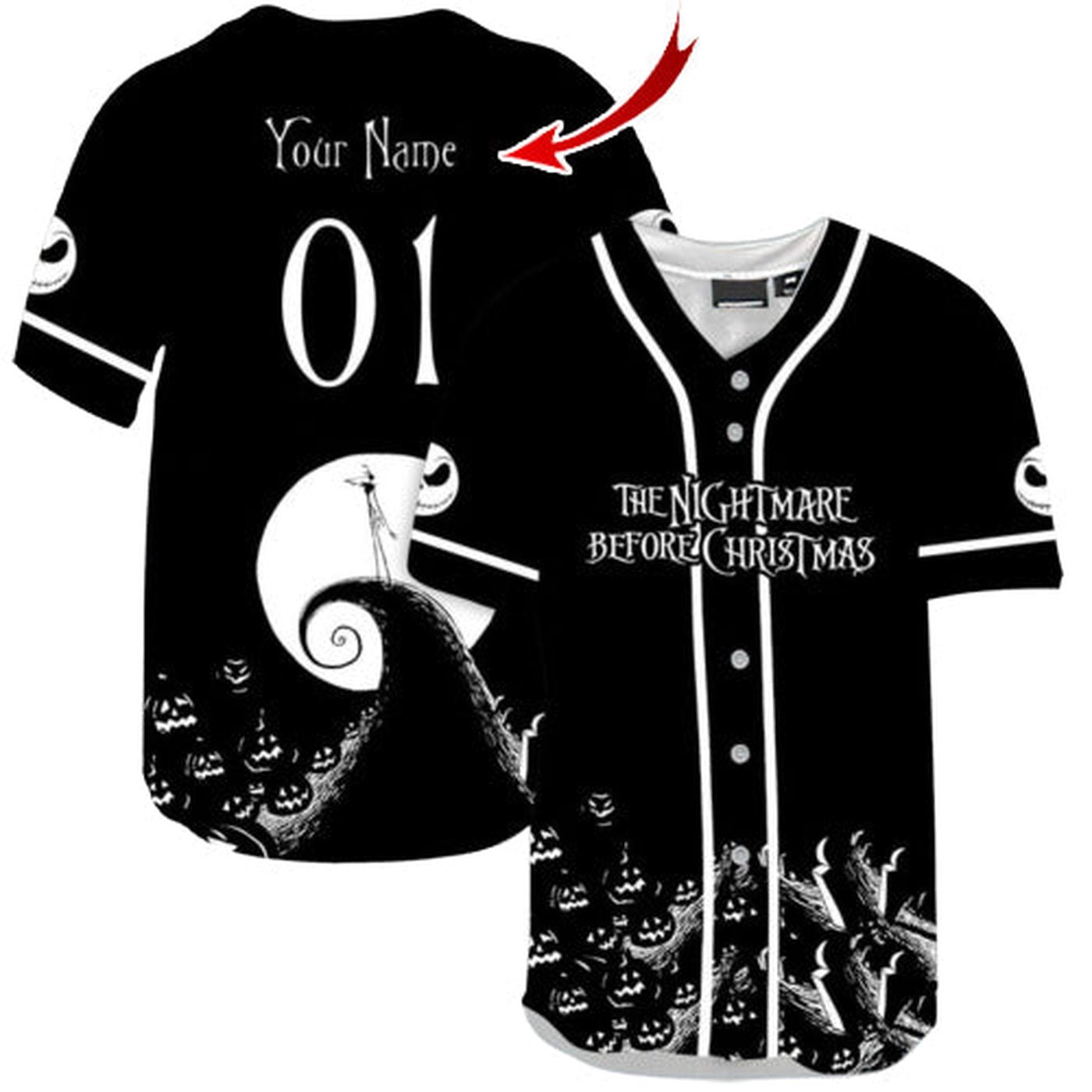 Personalized The Nightmare Before Christmas Baseball Jersey - Gift for Men Women - Gift for Men Women - lylyprint.com baseball jersey product view 2