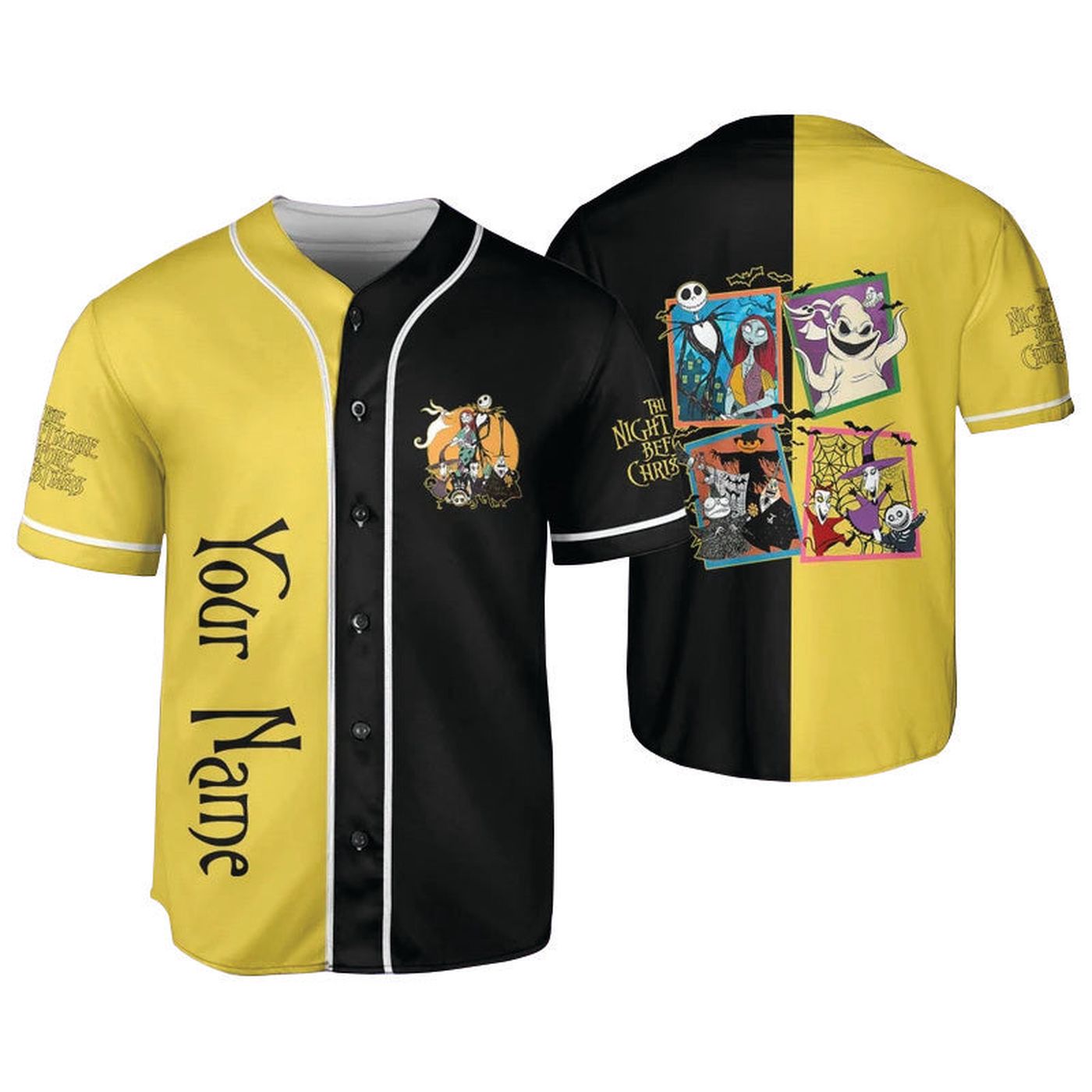 Personalized The Nightmare Before Christmas Characters Baseball Jersey - Gift for Men Women - Gift for Men Women - lylyprint.com baseball jersey product view 2