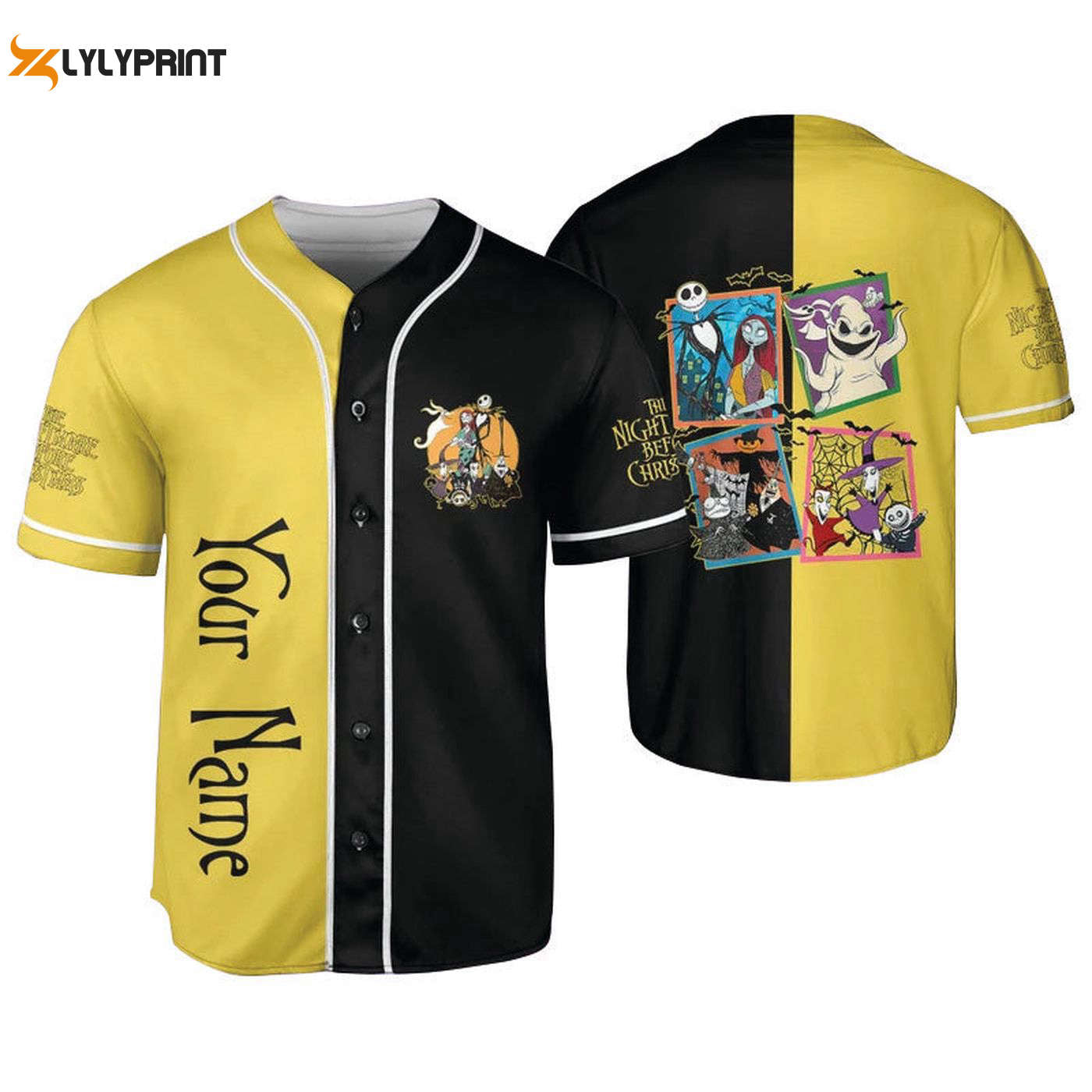 Personalized The Nightmare Before Christmas Characters Baseball Jersey - Gift for Men Women - Gift for Men Women - lylyprint.com baseball jersey product view 1