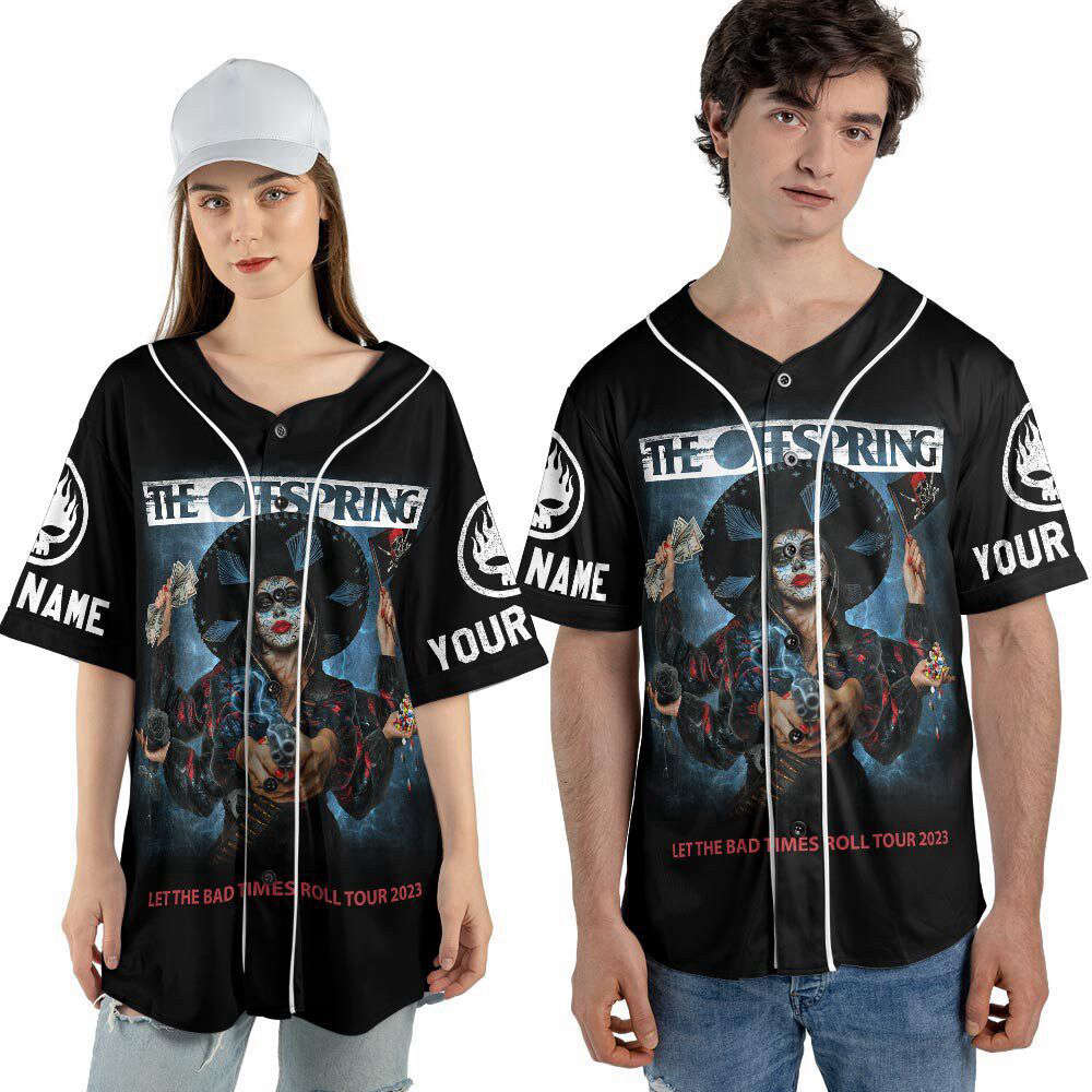 Personalized The Offspring Tour Music Baseball Jersey For Men Women - lylyprint.com baseball jersey product view 3