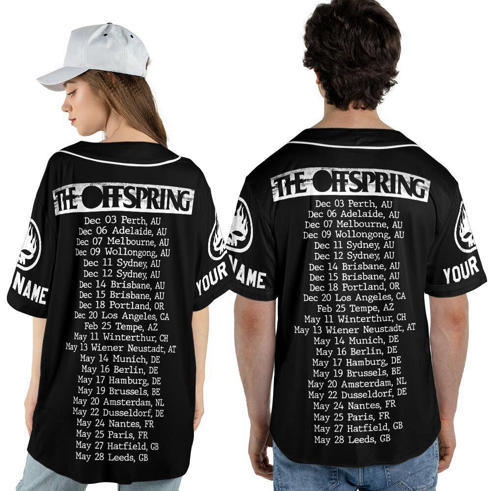 Personalized The Offspring Tour Music Baseball Jersey For Men Women - lylyprint.com baseball jersey product view 4