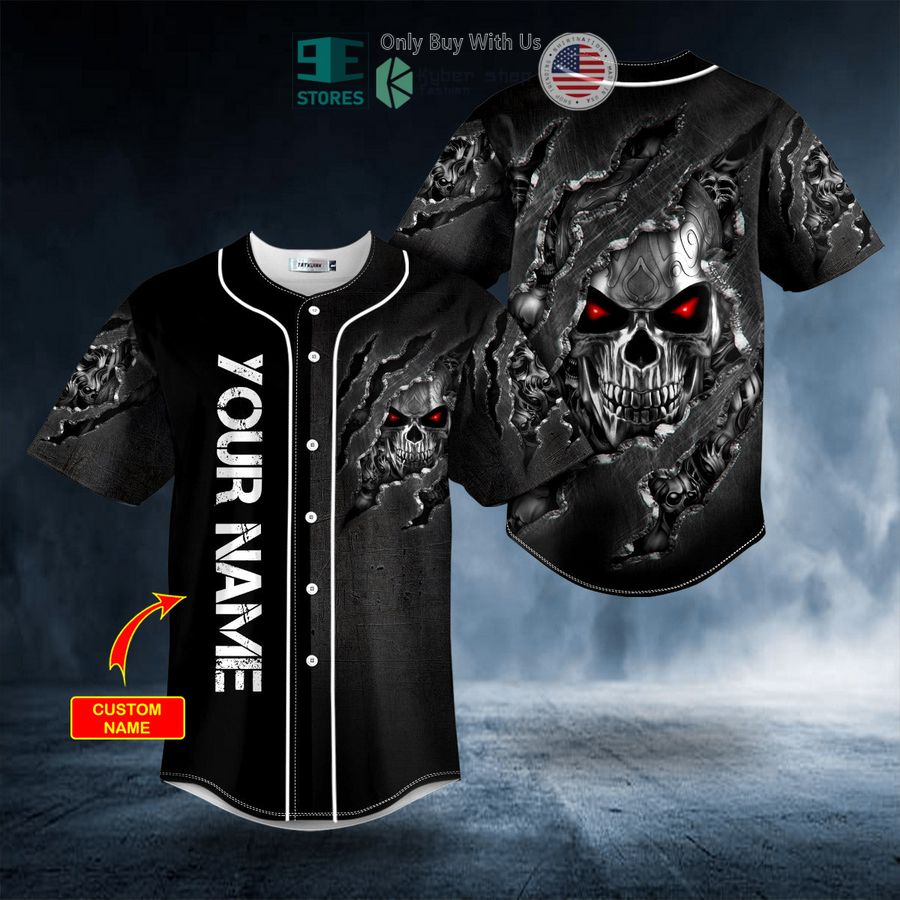 BEST Personalized Tribal Metal Scratch Skull Custom Baseball Shirt baseball jersey product view 1