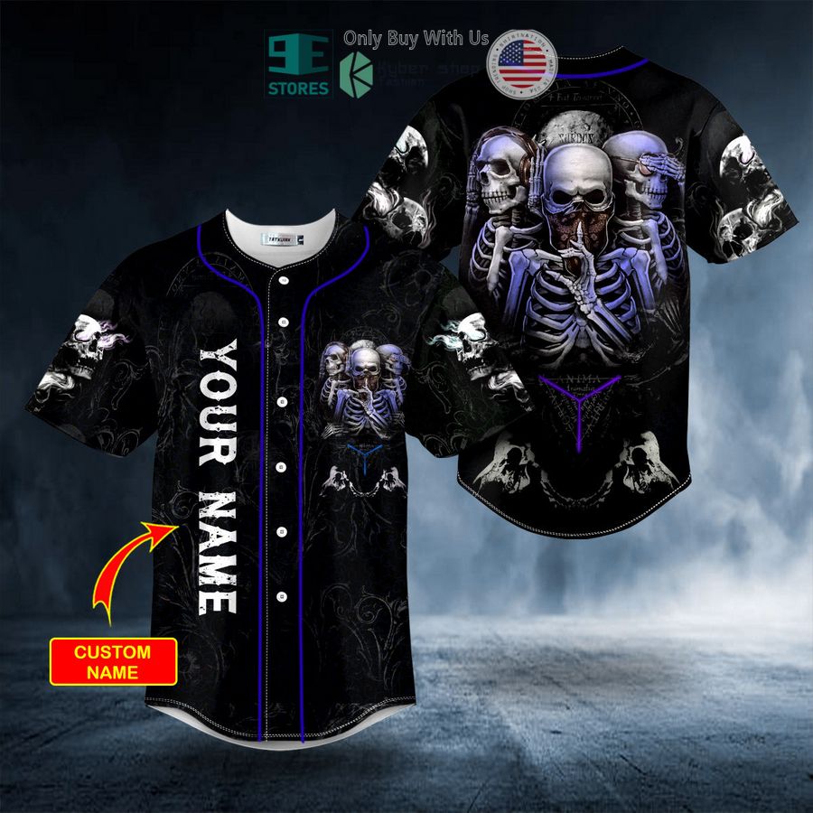 BEST Personalized Trio IDC IDK IDGAF Skull Custom Baseball Shirt baseball jersey product view 1