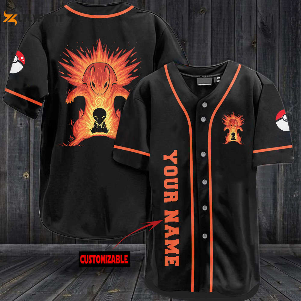 Personalized Typhlosion Baseball Jersey - lylyprint.com baseball jersey product view 1
