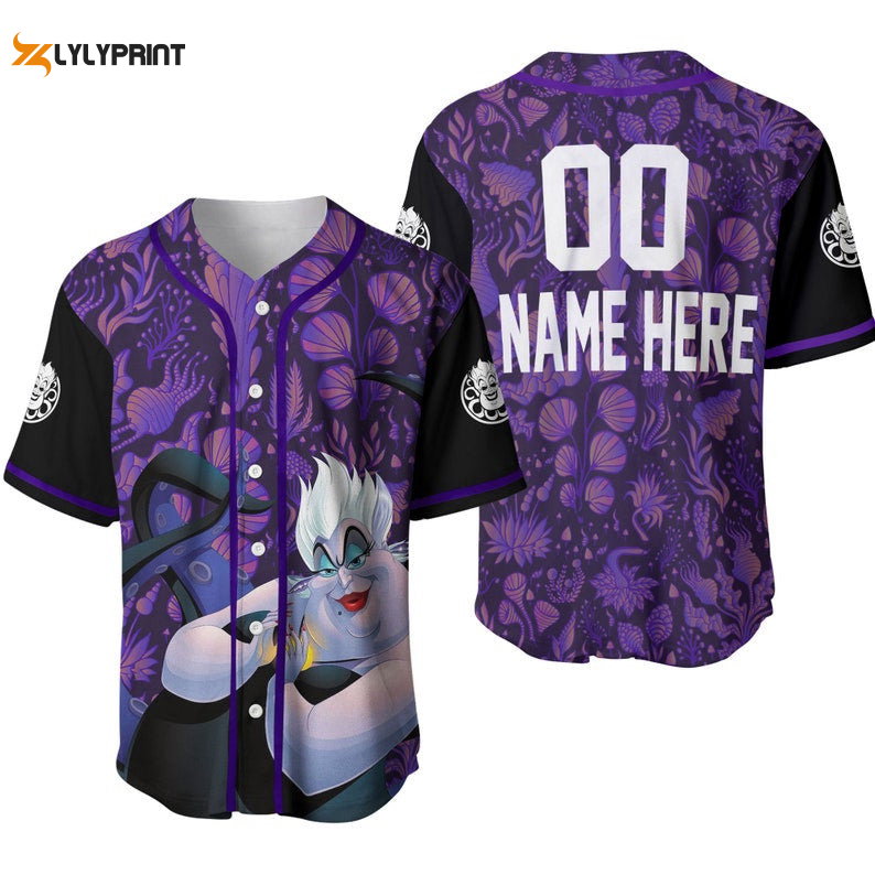 Personalized Ursula Pattern The Little Mermaid All Over Print Baseball Jersey - lylyprint.com baseball jersey product view 1