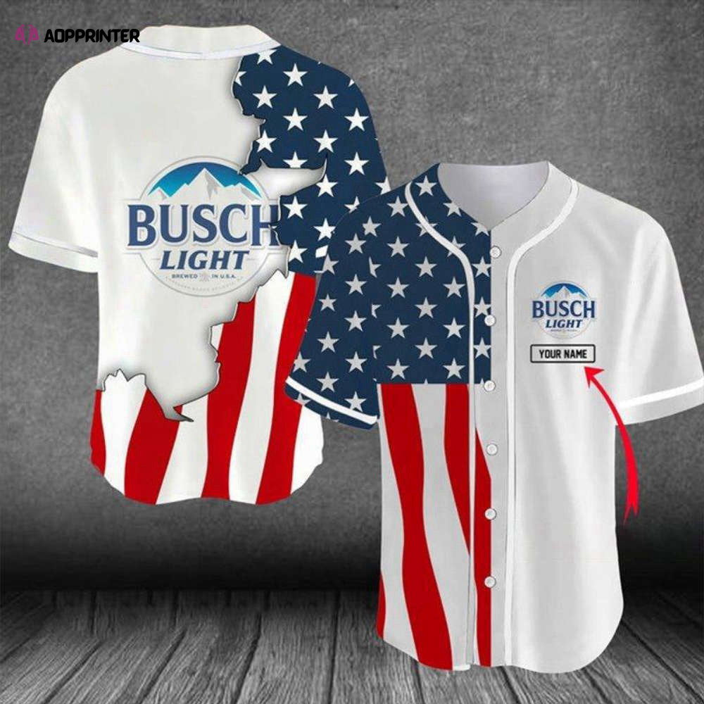Custom US Flag Busch Light Baseball Jersey - Personalize Your Style! - Aopprinter baseball jersey product view 1