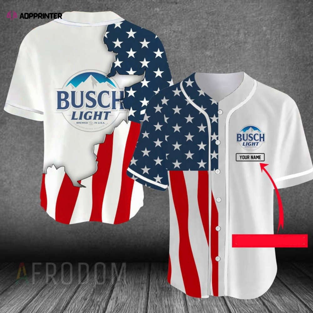 Personalized US Flag Busch Light Baseball Jersey - Aopprinter baseball jersey product view 1