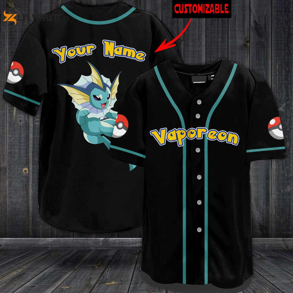 Personalized Vaporeon Baseball Jersey - lylyprint.com baseball jersey product view 1