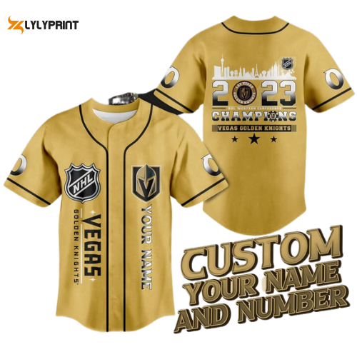 Personalized Vegas Golden Knights Baseball Jersey Custom Name For Fans BJ0120 - lylyprint.com baseball jersey product view 1