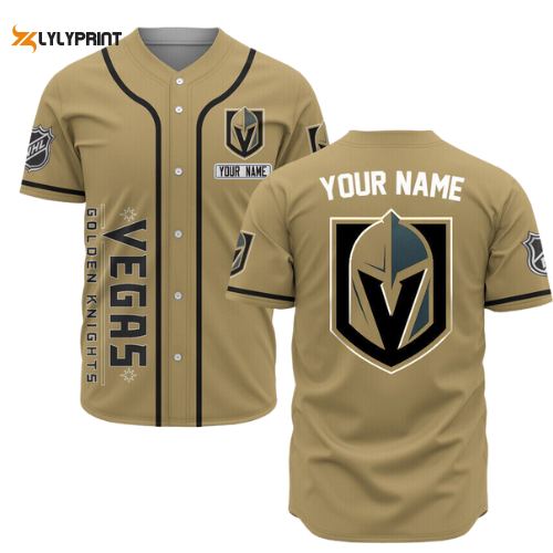 Personalized Vegas Golden Knights Baseball Jersey Custom Name For Fans Gift for Men Dad - lylyprint.com baseball jersey product view 1