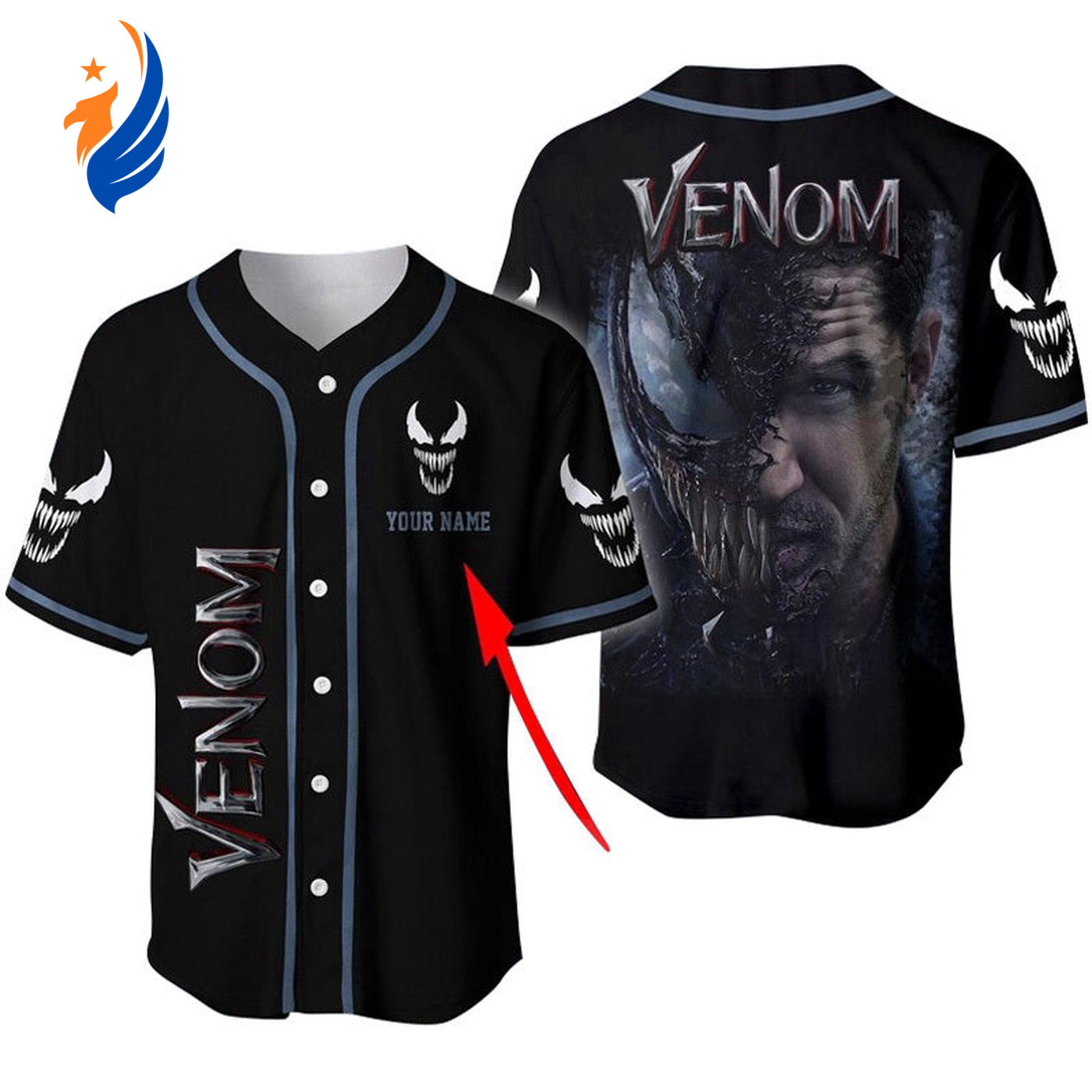 Custom Venom Baseball Jersey: Personalize Your Game with Unique Style - Bafud baseball jersey product view 1