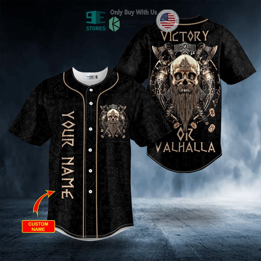 BEST Personalized Victory or Valhalla Viking Skull Custom Baseball Shirt baseball jersey product view 1