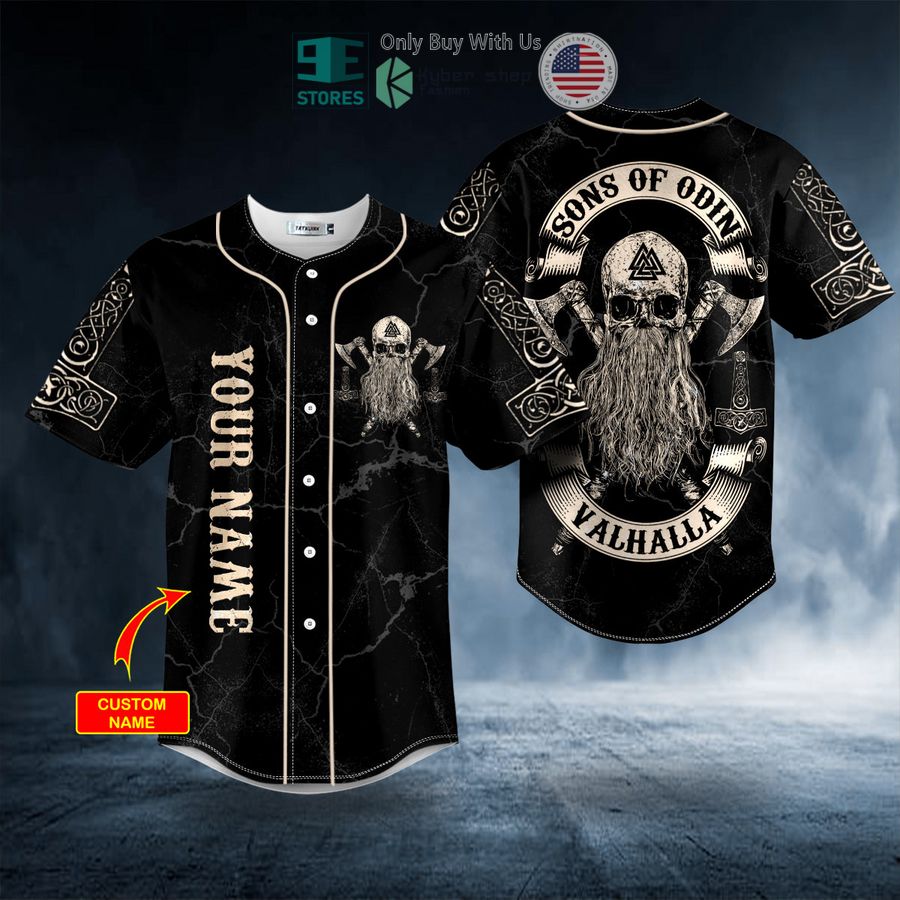 BEST Personalized Viking Son Of Odin Valhalla Skull Custom Baseball Shirt baseball jersey product view 1