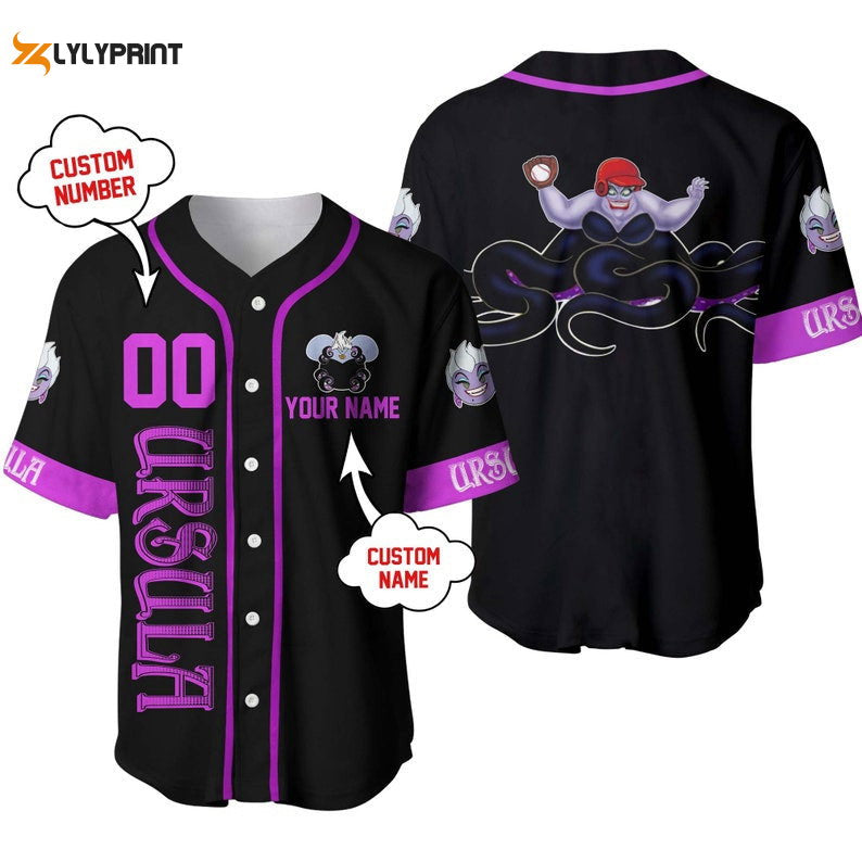 Personalized Villian Ursula The Little Mermaid Playing Baseball All Over Print Baseball Jersey - lylyprint.com baseball jersey product view 1