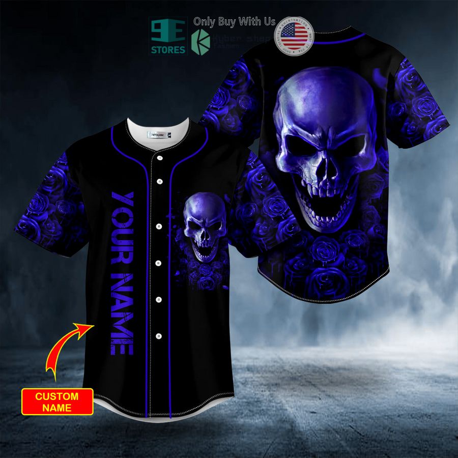 BEST Personalized Violet Roses Angry Sugar Skull Custom Baseball Shirt baseball jersey product view 1