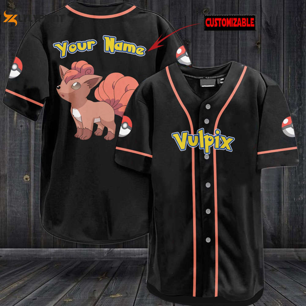 Personalized Vulpix Baseball Jersey - lylyprint.com baseball jersey product view 1