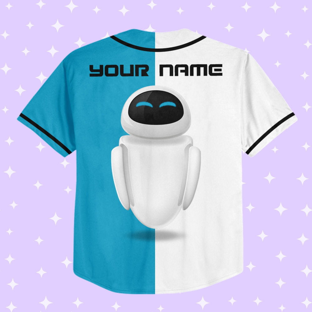 Personalized Wall E Eve Half And Half Baseball Jersey - lylyprint.com baseball jersey product view 3