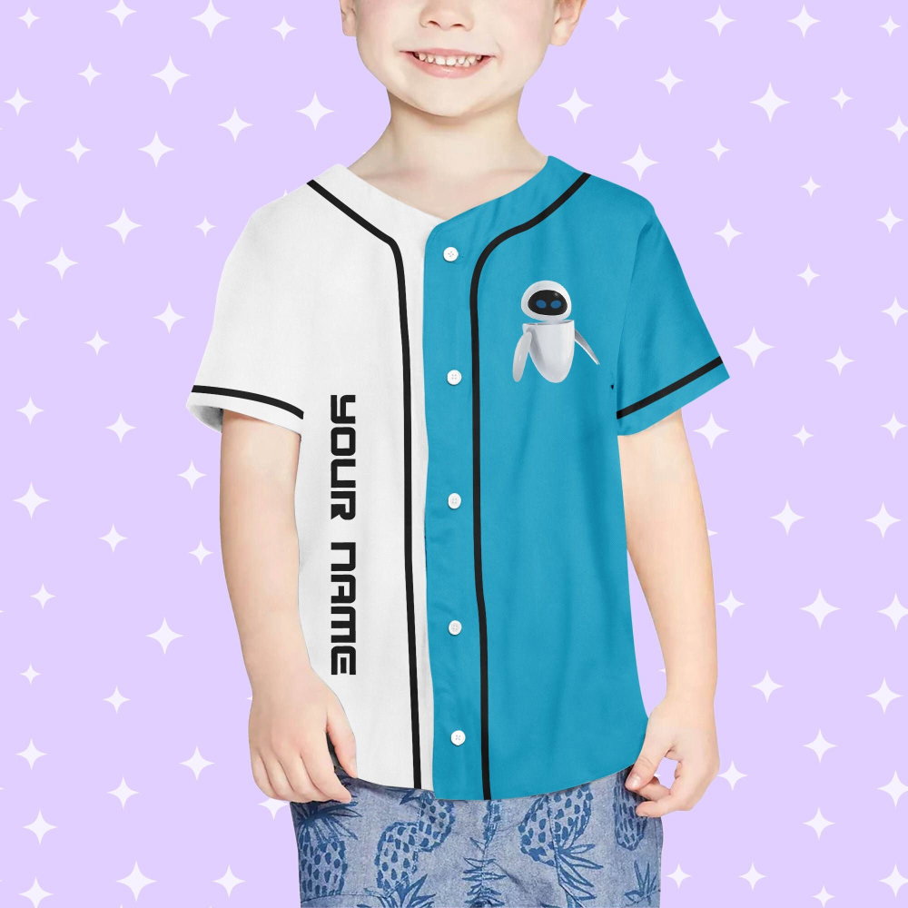 Personalized Wall E Eve Half And Half Baseball Jersey - lylyprint.com baseball jersey product view 4