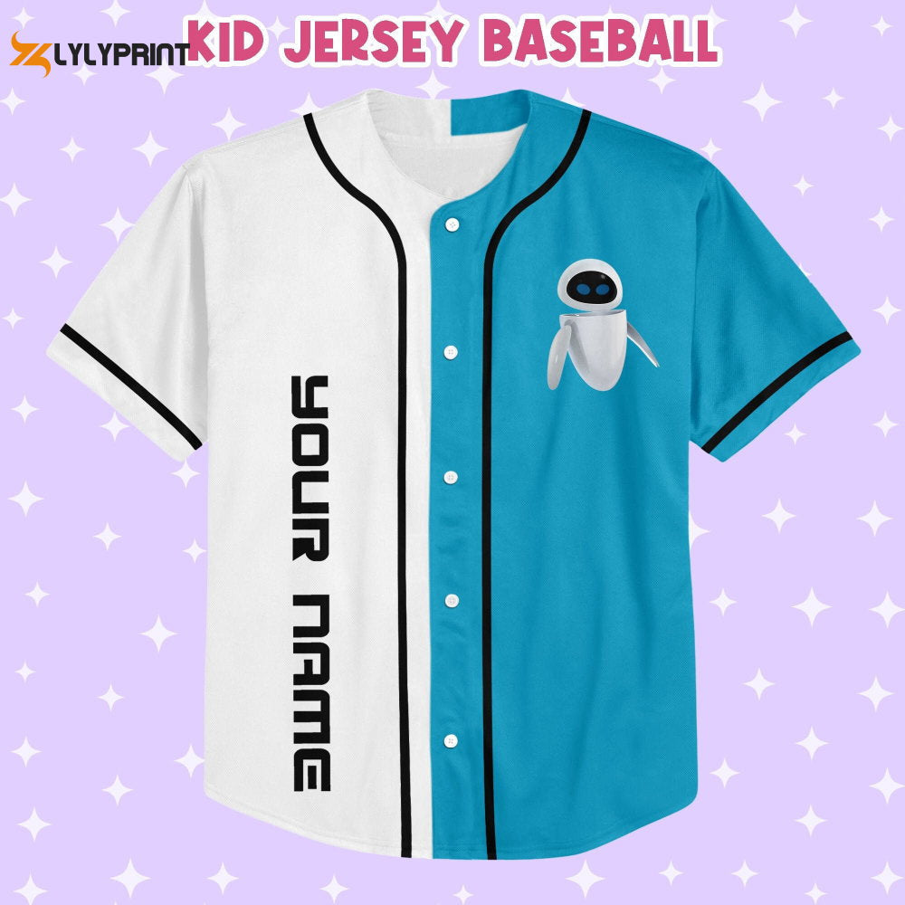 Personalized Wall E Eve Half And Half Baseball Jersey - lylyprint.com baseball jersey product view 1