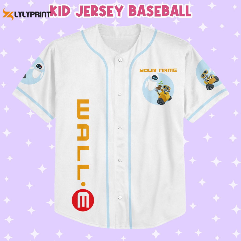 Personalized Wall E Eve illustration Baseball Jersey - lylyprint.com baseball jersey product view 2